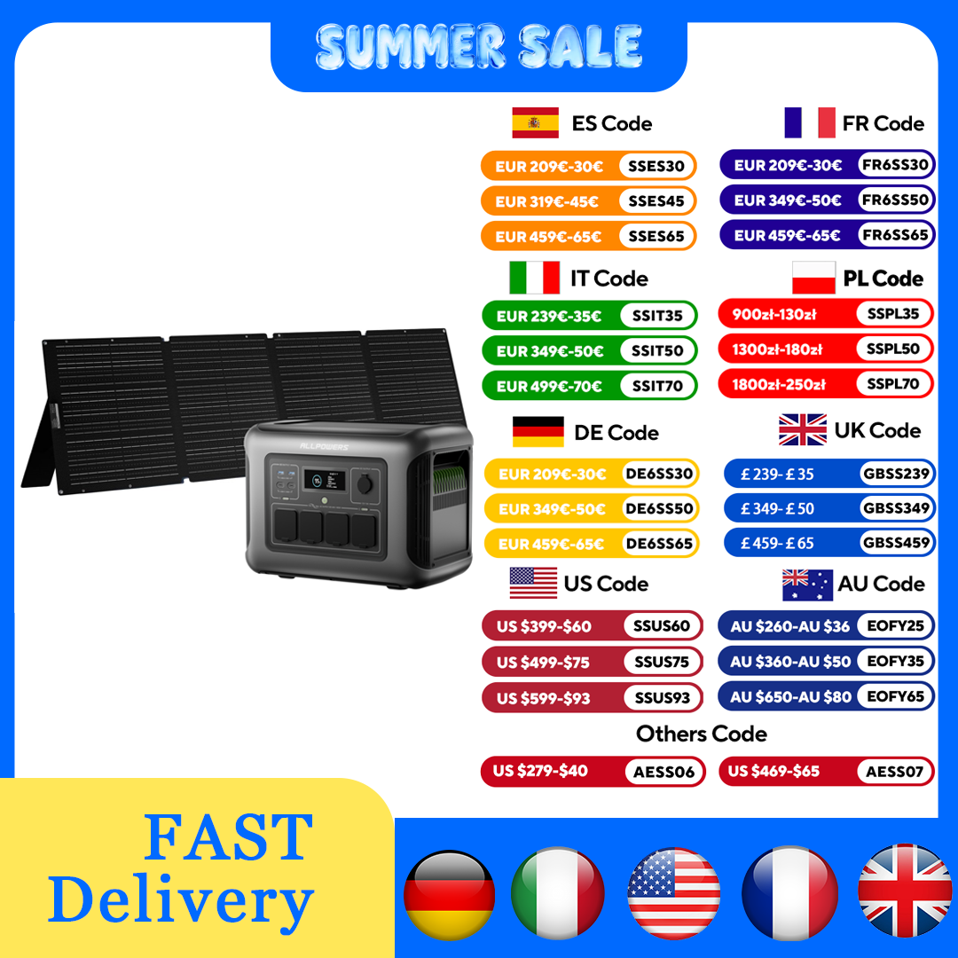 Rv Solar Kit 400W - Портативная электростанция ALLPOWERS R1500 LITE, солнечный